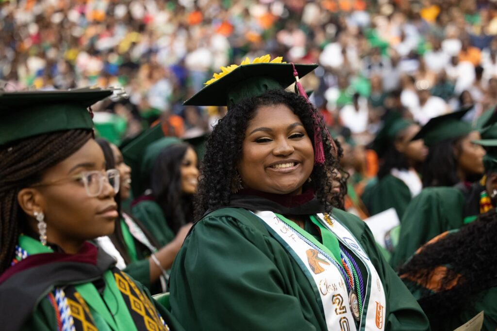 Jordan Forbes is all smiles during FAMU's Spring 2024 commencement exercises.