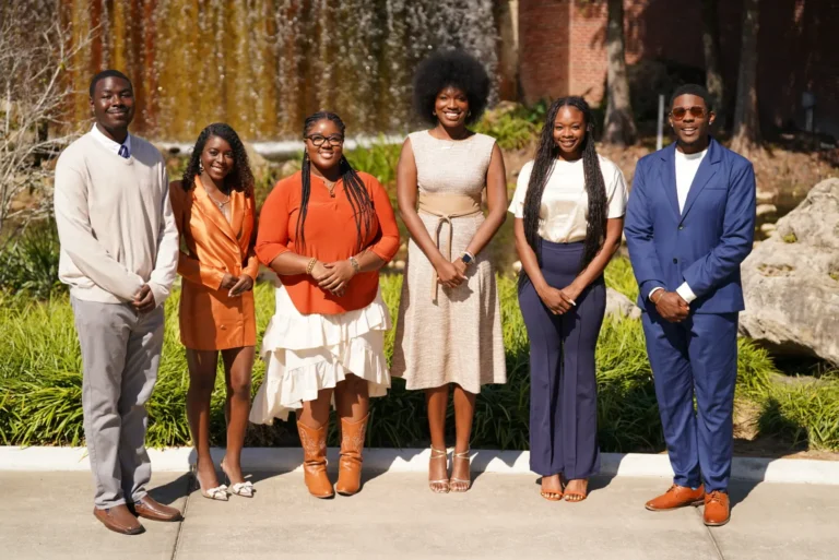 The team behind the Fall 2024 J-School Journals documentary screening event is gathered for a group photo. Pictured from left to right are Justin Lloyd, Anissa Carby, Asia Moore, Jalynn McDuffey, Deceni Suazosneed, and Jordan Mongo.