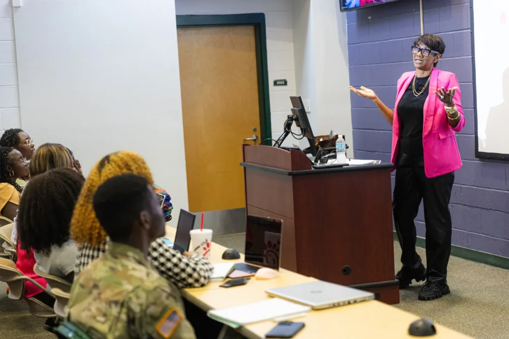 Florida A&M University School of Journalism & Graphic Communication faculty recently hosted IPREX Americas President Heidi Otway, APR, CPRC, during a symposium to present the IPREX Student Cohort to students.