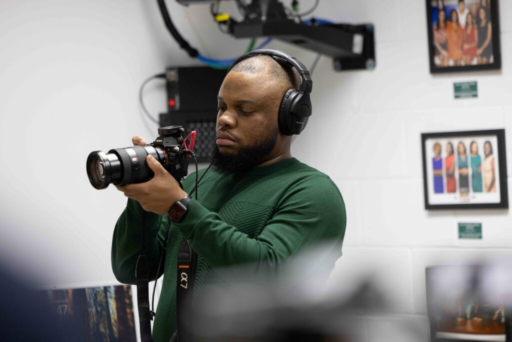 Ward is hands-on with SJGC students, often demonstrating in real-time how to use the latest equipment, tools, and technology to advance their storytelling.