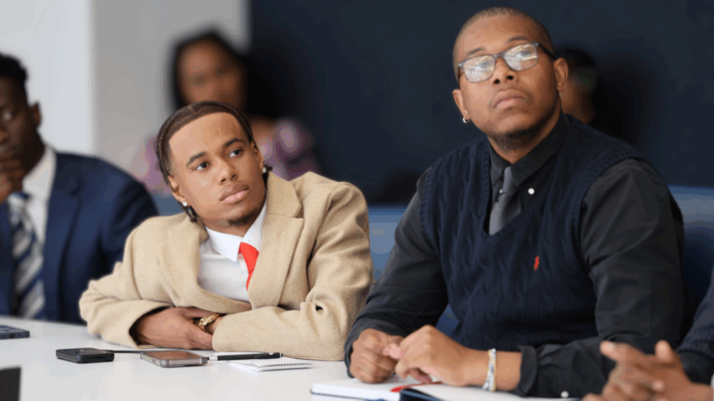 Joel Mitchell treats every encounter with industry experts as an opportunity to grow. Here, he listens to speakers during the Ed Bradley Fellowship in New York.