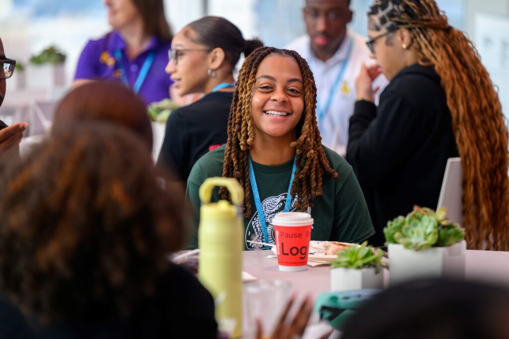 Autumn Haddox enjoys the networking experience with HBCU students, media leaders and staff at the Bloomberg HBCU Academy of Excellence.