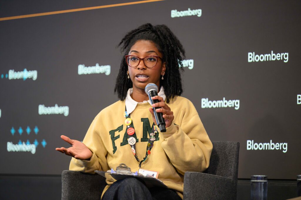 Sidney Berry shares sage advice with HBCU students as she represents FAMU on the Bloomberg HBCU Academy of Excellence stage as a speaker..