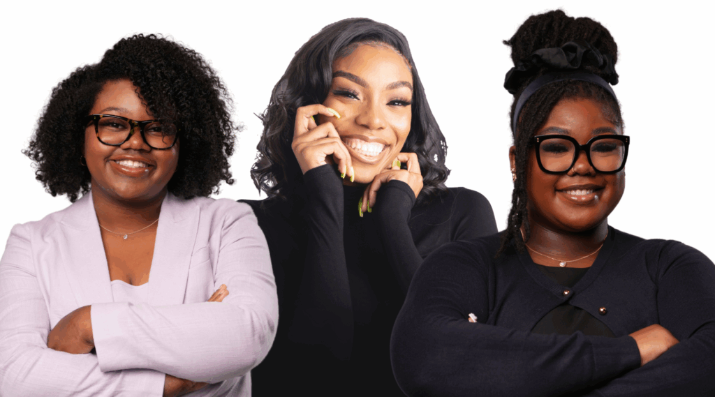 From left: Alumna Jasmine Patrick, alumna Brianna Grant, and senior Zaria Salter and are contributing to national and global companies and events with their design innovations.