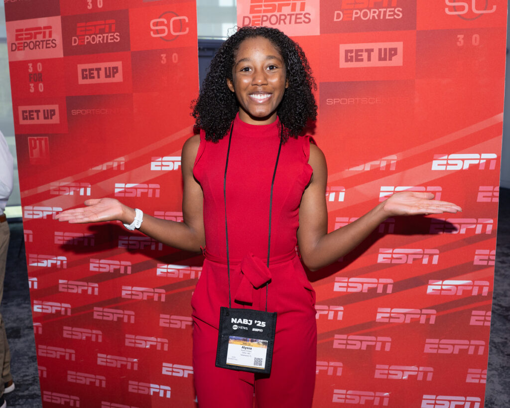Alyssa pictured networking with ESPN.
